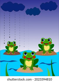 Educational game for children. Draw the rain along the dotted lines, and then yourself. Vector illustration