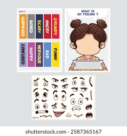 Educational game for children with face expression cut and paste activity.