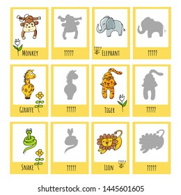 Educational game for children. Find the correct shadow.