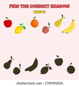Educational game for children. Find the correct shadow. Mini-game for children.