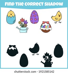Educational game for children. Find the correct shadow. Mini-game for children.