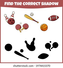 Educational game for children. Find the correct shadow. Mini-game for children.