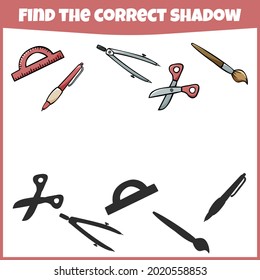 Educational game for children. Find the correct shadow. Mini-game for children.