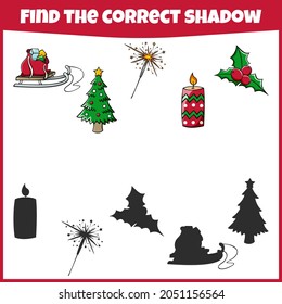 Educational game for children. Find the correct shadow. Mini-game for children.