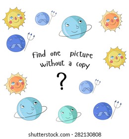 Educational game for children find picture without copy vector illustration