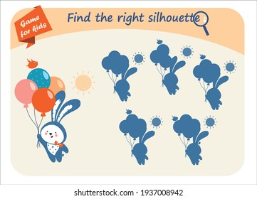 Educational game for children. Find the right silhouette of the hare
