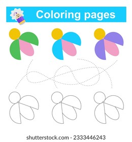 Juego educativo para niños. Pasar por el laberinto y colorear el escarabajo según el patrón. Ilustración vectorial. 