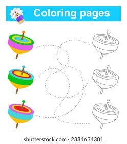 Juego educativo para niños. Pasar por el laberinto y colorear el torbellino según el patrón. Ilustración vectorial. 