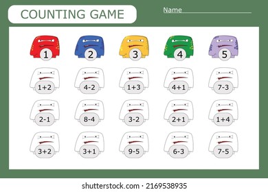 Educational game for children, kids. . Game learning math, counting game, connecting the dots. Vector illustration for print, page