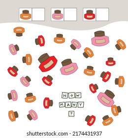 Educational game for children, kids. . Game learning math, counting game. Vector illustration for print, page