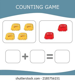 Educational game for children, kids. . Game learning math, counting game. Vector illustration for print, page