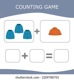 Educational game for children, kids. . Game learning math, counting game. Vector illustration for print, page