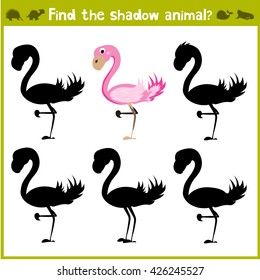 Educational game for children of kindergarten and school age on the development of logic. Flamingo. Vector illustration