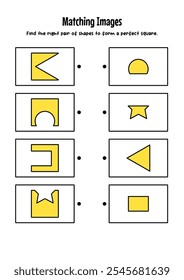  jogo educacional para crianças. forma pré-escolar que corresponde à planilha. Planilha de educação Imprimível tamanho A4. foco exercício