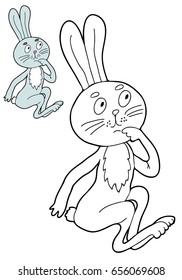 Educational game for children with Rabbit to colour. vector illustration.