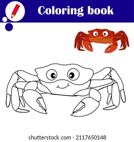 Juego educativo para niños. Cangrejo rojo. Libro de coloración