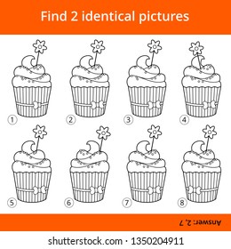 Educational game for children. Search identical pictures. Vector set.