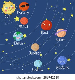 Educational game for children solar system vector illustration