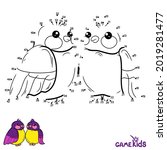 Educational game for children. Vector illustration. Connect dots by numbers. Two birds
