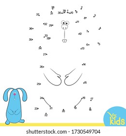 Juego educativo para niños. Ilustración vectorial. Conecte los puntos en orden. Toy hare