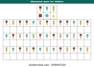 Educational game for children vector illustration. Kids play lesson. Writing worksheet for preschoolers.