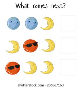 Educational game for children what comes next vector illustration