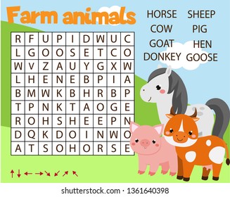 Educational Game Children Word Search Puzzle Stock Vector (Royalty Free ...