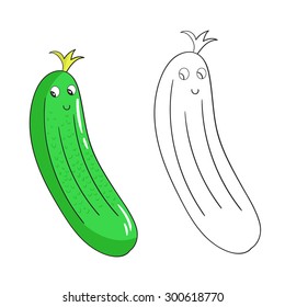 Educational game coloring book cucumber vegetable  vector illustration