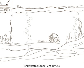 Educational game coloring book underwater life