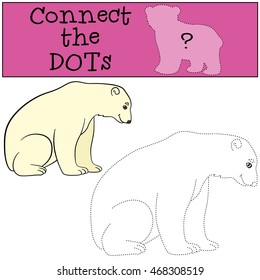 Educational game: Connect the dots. Cite polar bear sits and smiles.