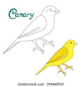 Educational game connect the dots to draw canary bird  vector illustration