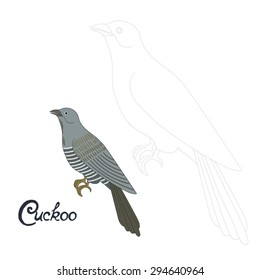 Educational game connect the dots to draw cuckoo bird  vector illustration