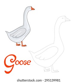 Educational game connect the dots to draw goose bird  vector illustration