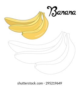 Educational game connect the dots to draw banana vector illustration