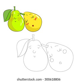 Educational game connect the dots to draw pear vector illustration