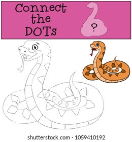 Educational game: Connect the dots. Little cute viper smiles.