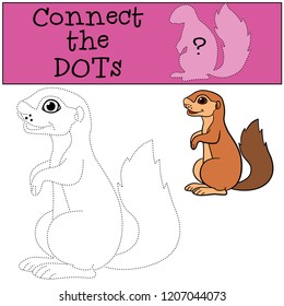 Educational game: Connect the dots. Little cute baby xerus smiles.