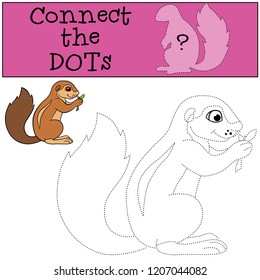 Educational game: Connect the dots. Little cute xerus eat leaves.