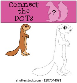 Educational game: Connect the dots. Little cute baby xerus smiles.