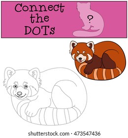 Educational game: Connect the dots. Little cute red panda smiles.