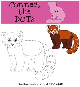 Educational game: Connect the dots. Little cute red panda stands and smiles.