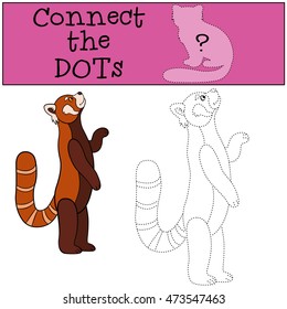 Educational game: Connect the dots. Little cute red panda stands and smiles.