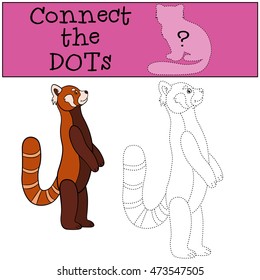 Educational game: Connect the dots. Little cute red panda stands and smiles.