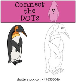 Educational game: Connect the dots. Little cute penguin stands and smiles.