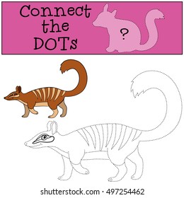 Educational game: Connect the dots. Little cute numbat walks and smiles.