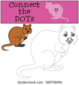 Educational game: Connect the dots. Little cute quokka stands and smiles.