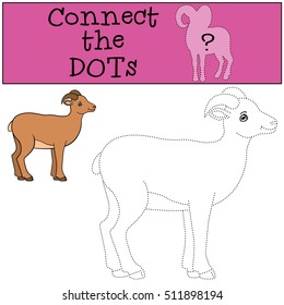 Educational game: Connect the dots. Little cute lady urial stands and smiles.