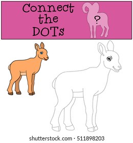 Educational game: Connect the dots. Little cute baby urial stands and smiles.