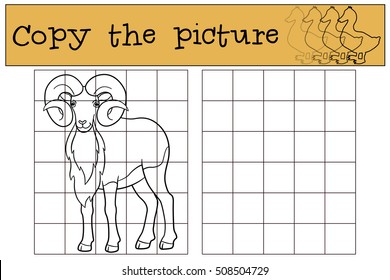 Educational game: Copy the picture. Cute beautiful urial stands and smiles.