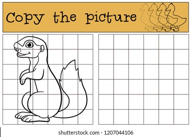 Educational game: Copy the picture. Little cute baby xerus smiles.